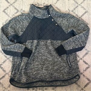 Abercrombie & Fitch Gray Asymmetrical Snap Quilted Fleece Pullover XL